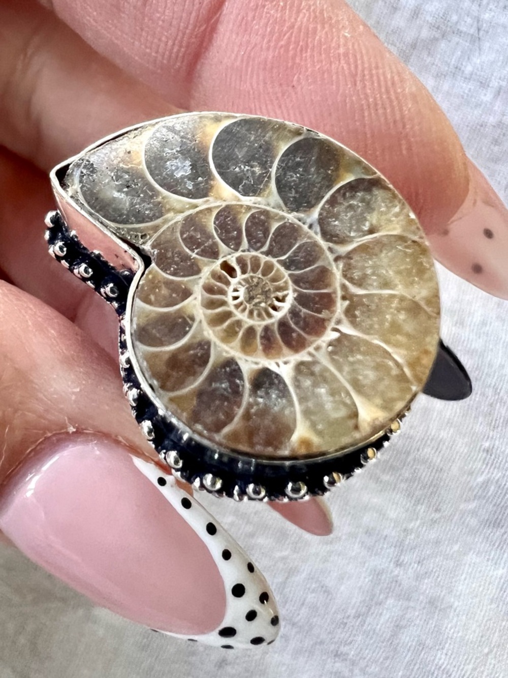 925 AMMONITE Fossil Past Lives Ring 7
